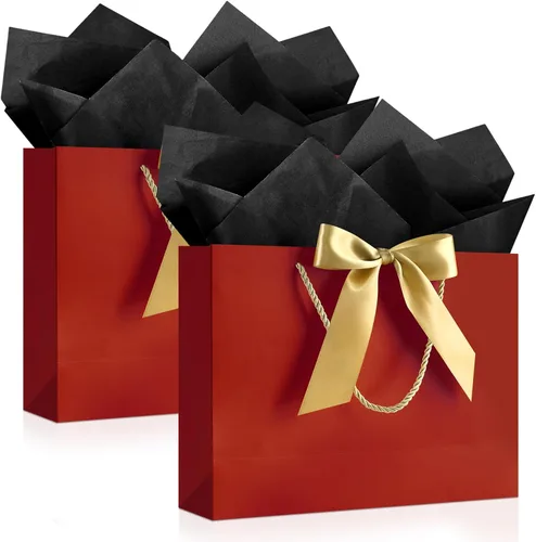Vista 28 de JMANNI 12 bolsas de regalo de papel de boda con asa, bolsas medianas de regalo de agradecimiento de 13 pulgadas con lazo de cinta, regalos