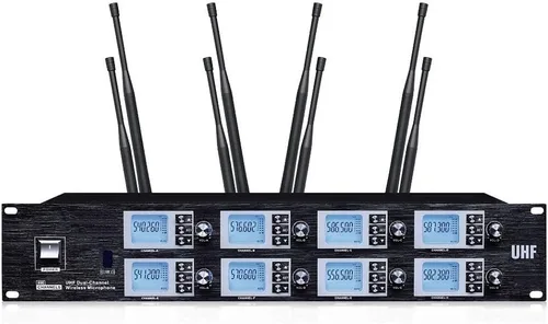 Vista 2 de Sistema de micrófono inalámbrico para conferencias 8800S, micrófonos inalámbricos de escritorio de cuello de cisne de 8 canales, escaneo automático