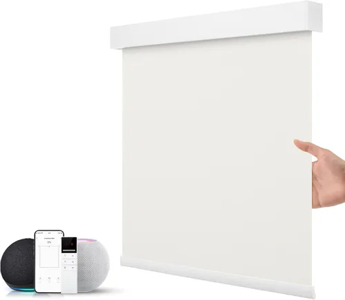 Vista 20 de ZSTARR Persiana inteligente motorizada para ventana con control remoto, persiana enrollable opaca automática tamaño personalizable, con cenefa, Beige