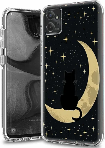 Vista 8 de Funda transparente para Motorola Moto G 5G 2023 con patrón de ciervo de bandera estadounidense para mujeres y hombres, doble capa híbrida de TPU