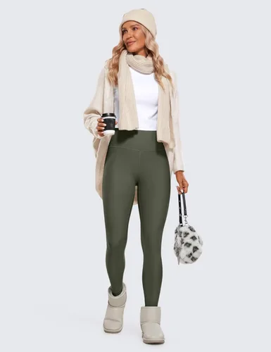 Vista 3 de CRZ YOGA Leggings térmicos con forro polar para mujer de 25 pulgadas, cálidos, gruesos, suaves, de cintura alta, para entrenamiento, senderismo, yoga