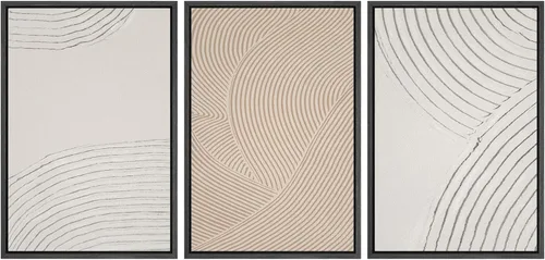 Vista 161 de SIGNWIN Lienzo enmarcado para pared, juego de arte abstracto de serenidad costera, ilustraciones abstractas junto al mar, arte moderno, decorativo