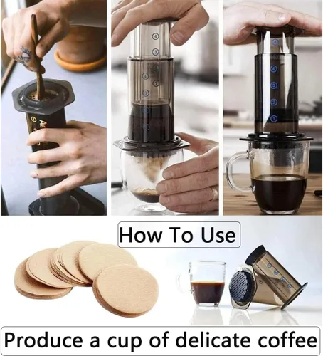 Vista 5 de Paquetes de repuesto de filtros de papel Laicky 800 unidades Papel de filtro de café sin blanquear Filtros de papel de café redondos para cafeteras