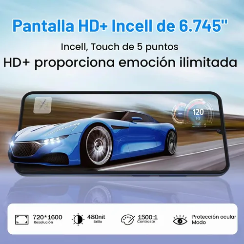 Vista 6 de CWOWDEFU Teléfono celular Android desbloqueado, teléfono inteligente de 6.8 pulgadas, 12 (6+6) GB de RAM con 128 GB de ROM, Dual SIM 4G, Octa-Core