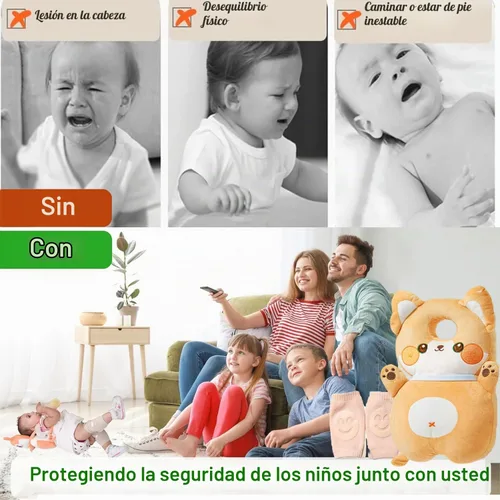 Vista 3 de Mochila protectora de cabeza de bebé, mochila de protección para la cabeza del bebé con rodilleras para bebé, función de alarma para caminar y Corgi