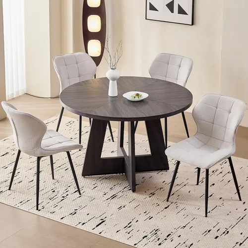 Vista 9 de Juego de 4 sillas de comedor, tela resistente al agua, modernas sillas tapizadas para comedor y cocina con patas de metal, color verde (solo sillas)
