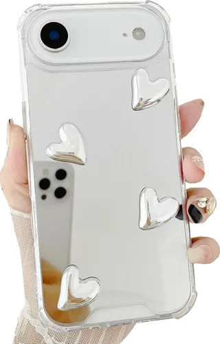 Vista 14 de Funda para iPhone 11, flexible, lindo corazón, silicona suave, transparente, espejo de maquillaje para mujeres y niñas, a prueba de golpes