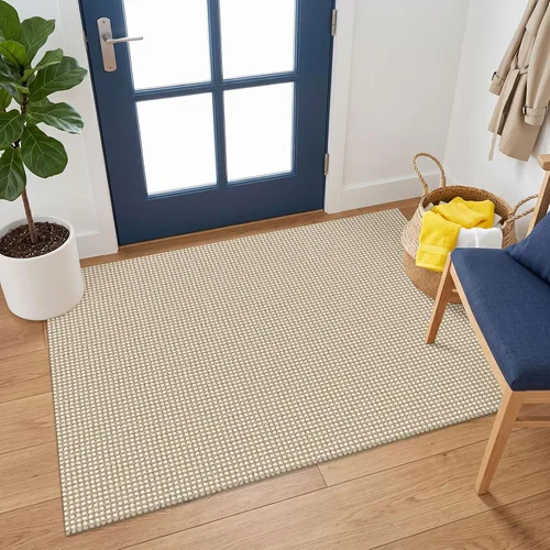 Vista 191 de KOZYFLY - Tapete para puerta de interior, lavable, pequeña, antideslizante, con respaldo de goma, felpudo de algodón para el hogar, color negro