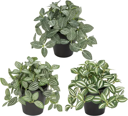 Vista 8 de Hollyone Plantas falsas, 2 paquetes de plantas artificiales de interior con maceta de plástico blanco, pequeña planta falsa en maceta para el hogar