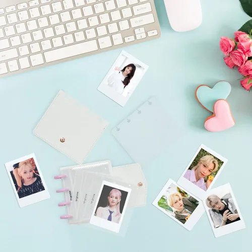 Vista 6 de Carpeta para tarjetas fotográficas de 3 pulgadas, álbum de fotos desmontable, mini libro de fotos con 20 bolsillos para 40 tarjetas (rosa)