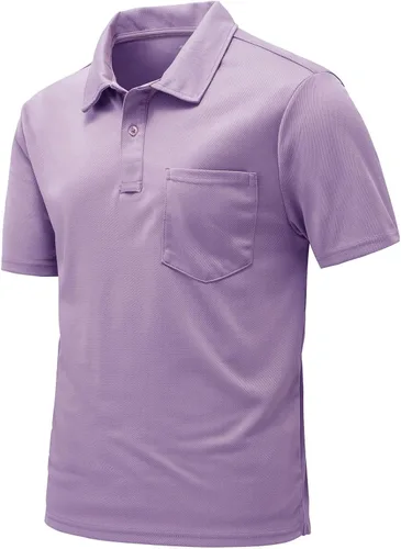 Vista 30 de Rdruko Camisas polo para hombre de manga corta, secado rápido, para golf y deportes al aire libre con bolsillo 01 Negro