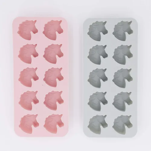 Vista 3 de MoldFun Juego de 2 moldes de silicona con cabeza de unicornio para hacer chocolate duro, gelatina, gelatina, pequeñas bombas de baño para hornear