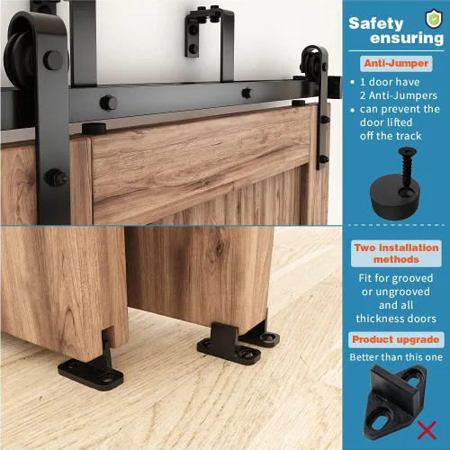 Vista 5 de ZEKOO Kit de herrajes para puertas corredizas de granero de doble vía de 4
