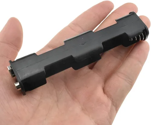 Vista 7 de HAHIYO Paquete de soporte de batería AA de 1.5 V con cubierta resistente de alambre, resortes flexibles, interruptor integrado, baterías, caja