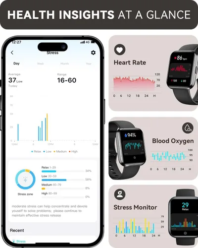 Vista 6 de aeac Paquete de 2 relojes inteligentes (negro + verde) para hombres y mujeres