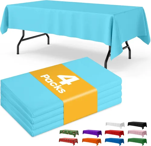 Vista 43 de Mantel de bandera estadounidense, paquete de 4 manteles patrióticos desechables de 54 x 108 pulgadas para mesas de 6 pies, decoraciones del 4