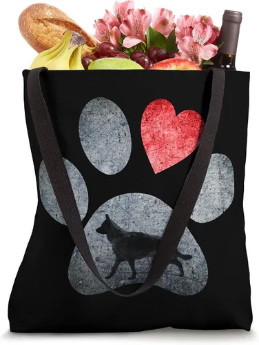 Vista 4 de Bolsa de regalo de corazón rojo con patas de pastor alemán
