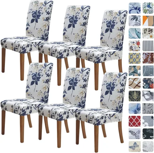 Vista 26 de SPRINGRICO Juego de 4 fundas para sillas de comedor, fundas elásticas para sillas de comedor, de elastano lavables, fundas para sillas Parsons