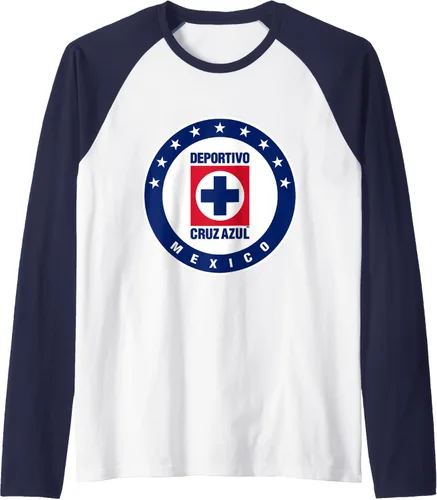 Vista 7 de Deportivo Cruz Azul Camiseta de béisbol raglán, Negro, S