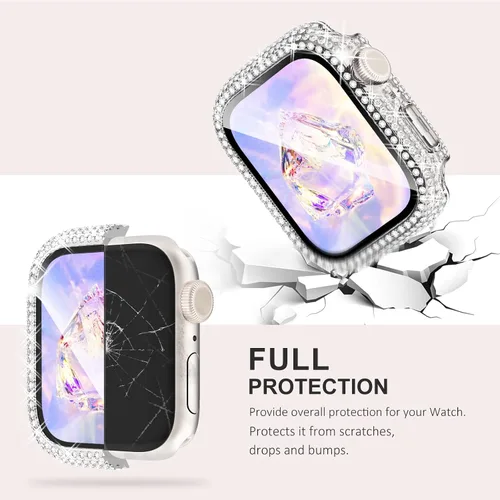 Vista 5 de KADES - Paquete de 10 fundas brillantes con protector de pantalla para Apple Watch de 1.772 in Full Protection, Built-in Screen Protector