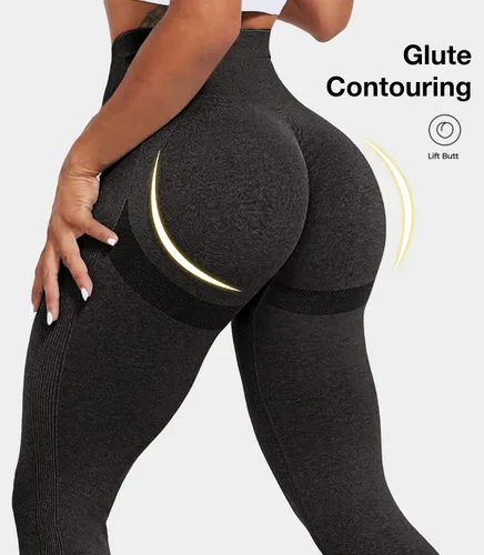 Vista 3 de JGS1996 Leggings con levantamiento de glúteos para mujer, cintura alta, para entrenamiento, sin costuras, pantalones de yoga con levantamiento