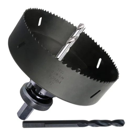 Vista 17 de Sierra perforadora de 4" HSS bimetálica para madera, paneles de yeso, plástico, aluminio, acero suave, hierro, metal, acero inoxidable, sierra