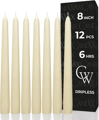 Vista 61 de CANDWAX Juego de 12 velas cónicas color naranja de 8 pulgadas, sin goteo, sin perfume, de larga duración, perfectas para fiesta de Halloween