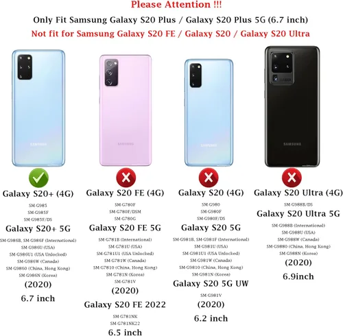 Vista 2 de Funda para Samsung Galaxy S20 Plus con cubierta para lente de cámara, protector de pantalla HD, resistente a caídas de grado militar, soporte