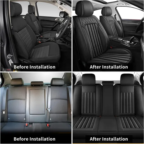 Vista 7 de Fundas de asiento de automóvil para Kia Optima 2002-2020: juego completo de cojines de asiento de vehículo, de cuero impermeable, protector Set