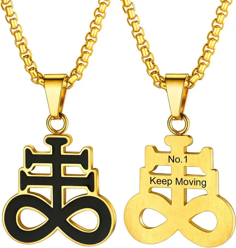 Vista 15 de PROSTEEL Inverted Cross/Leviathan Cross Pendant Necklace for Men Women Negro