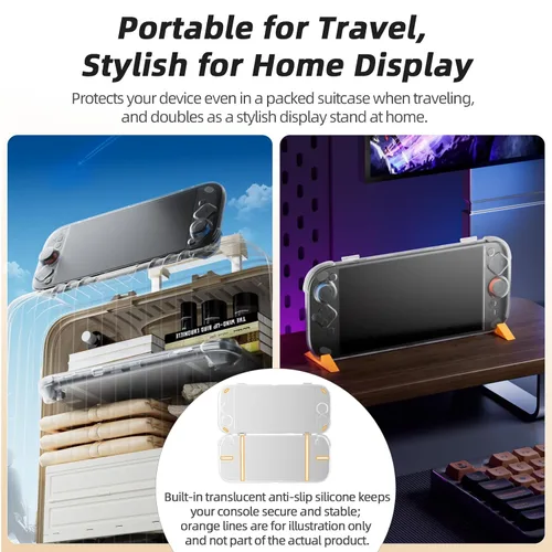 Vista 3 de Protective Case for Switch 2, AOLION Accessories for Switch 2 with Clear Acrylic Shell, Dust Plugs, Tempered Glass Screen Protector for Switch 2 and