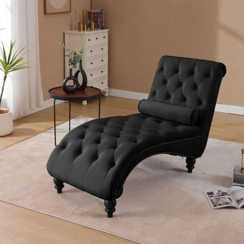 Vista 10 de Tumbona para interiores, sillón con botones para dormitorio Beige