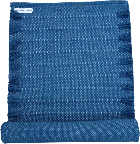 Vista 34 de Jaipur Art & Rugs - Alfombra de yoga de algodón, respetuosa con el medio ambiente, tejida a mano, gruesa (0.945 x 2.835 x 0.197 in)