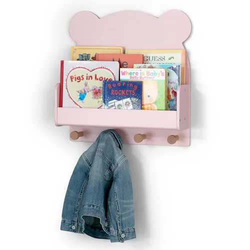 Vista 9 de babyGap by Delta Children Brannan Bear - Estante de pared con 4 ganchos, color rubor