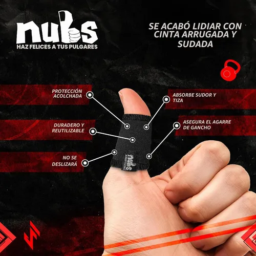 Vista 2 de JerkFit Nubs - Protector de pulgares para agarre de gancho, sin látex, reutilizable, lavable, para evitar callos, ampollas y lágrimas, para Negro