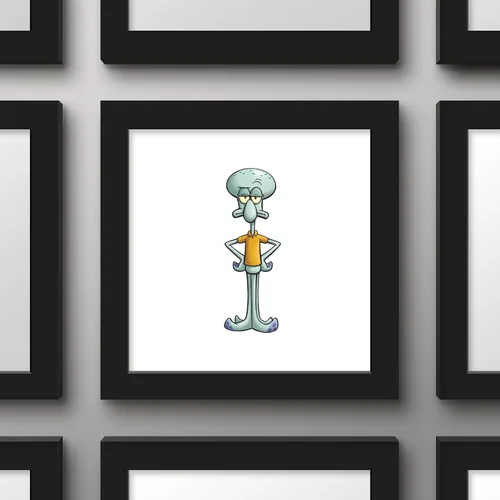 Vista 3 de Trends International Gallery Pops Nickelodeon Bob Esponja SquarePants - Póster de pared de calamardo de 12 x 12 pulgadas, versión enmarcada en negro