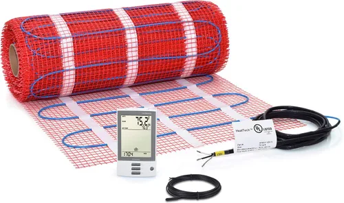Vista 9 de Kit de alfombrillas calefactoras de suelo de 7.5 pies cuadrados de 120 V, sistema eléctrico de calefacción de suelo radiante, termostato