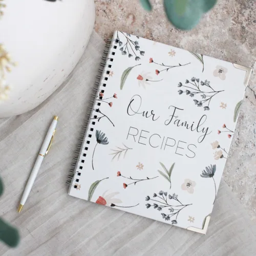 Vista 8 de Libros de recetas para escribir en tus propias recetas, paquete de 2 (limón y floral), diarios de recetas familiares para crear tus propios libros