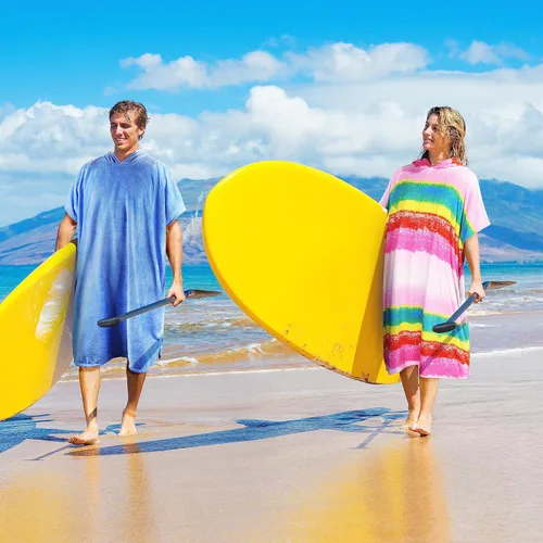 Vista 8 de Catalonia Poncho absorbente de surf para hombres y mujeres, poncho de cambio de toalla de secado rápido, poncho de toalla con capucha para adultos
