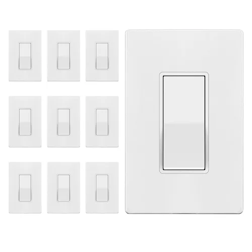 Vista 36 de ENERLITES - Interruptor de palanca decorativo de encendido/apagado con placas de pared, unipolar, 3 cables, tornillo de conexión a tierra, grado