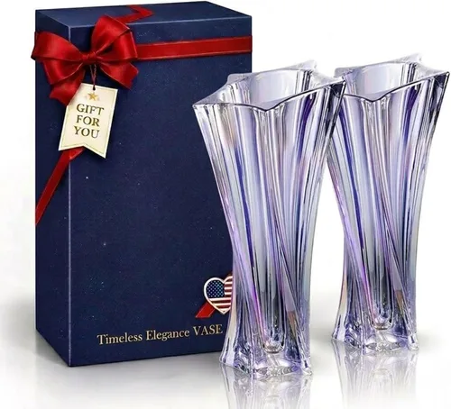 Vista 8 de Jarrones de vidrio para flores, jarrones modernos gruesos de 3.5 libras para mesas centros de mesa para decoración del hogar, florero de cristal