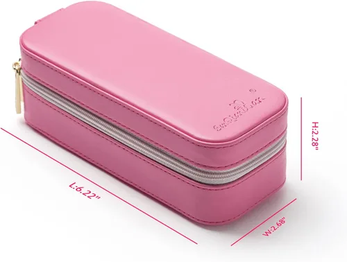 Vista 2 de SANQIANWAN Pequeña caja organizadora de viaje de joyería con estuche portátil de cuero sintético para collares, anillos, aretes, regalos para novia
