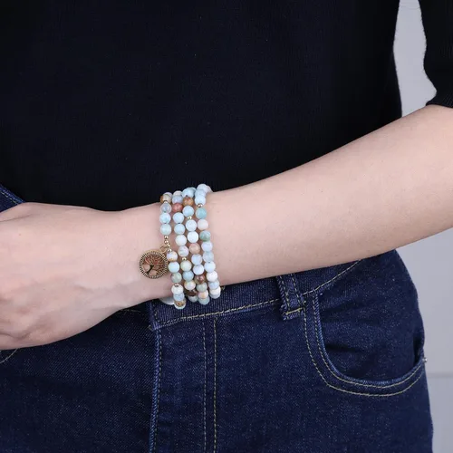 Vista 4 de COAI Árbol de la vida 108 cuentas de Mala collar de pulsera de piedra