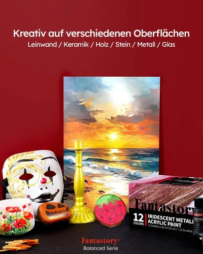 Vista 5 de Fantastory Juego de pintura acrílica metálica de 12 colores de 2 fl oz