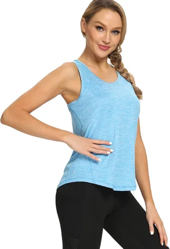 Vista 3 de CNJUYEE - Tops de entrenamiento para mujer ropa de gimnasio deportes atléticos para correr camisetas de malla sin mangas para entrenamiento y yoga