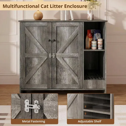Vista 7 de VOWNER Caja de arena extragrande para gatos con colector de arena, color Gris