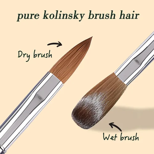 Vista 3 de Kolinsky - Cepillo de uñas acrílicas, 100% cabello Kolinsky, pinceles con mango de metal degradado gris y morado, cepillo profesional