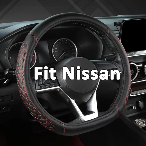 Vista 8 de West Llama Funda para volante de automóvil de fondo plano para Nissan, cubierta de volante en forma de D para Rogue, Altima, Kicks negro