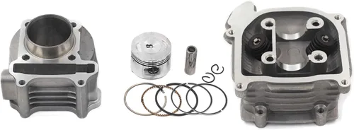 Vista 2 de Kits de reconstrucción de cilindro GY6 Trkimal 47mm 80cc de gran diámetro para motores 49cc 50cc 139QMB, piezas de válvula de 64mm para Longitud