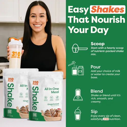 Vista 7 de 310 Nutrition Batido de reemplazo de comidas todo en uno, proteína en polvo a base de plantas con alto contenido de fibra, probióticos, enzimas